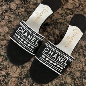 CHANEL Black Sandals Classic Minimalist Design